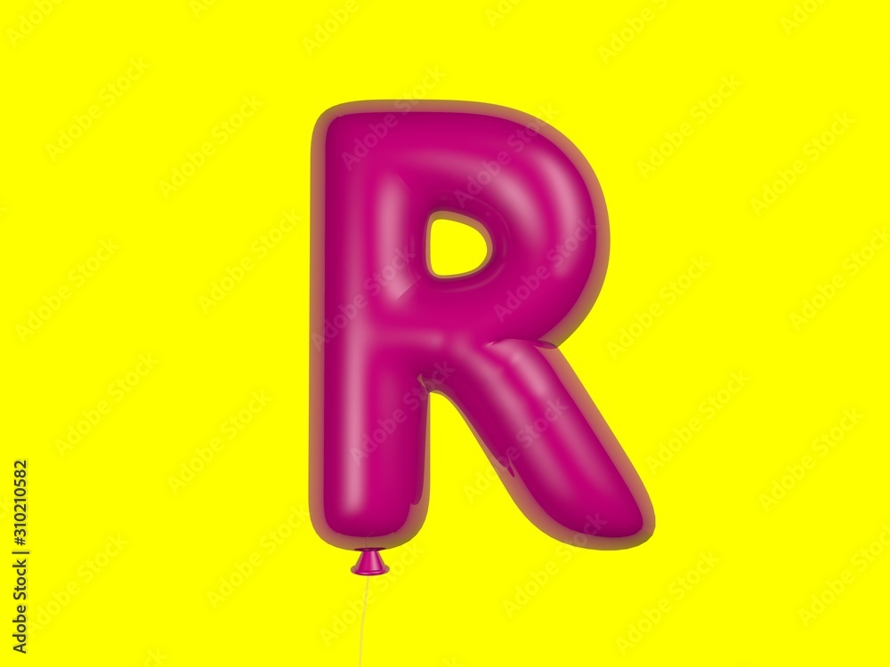 3d illustration of letter r shaped balloon 3d illustration of letter r shaped balloon