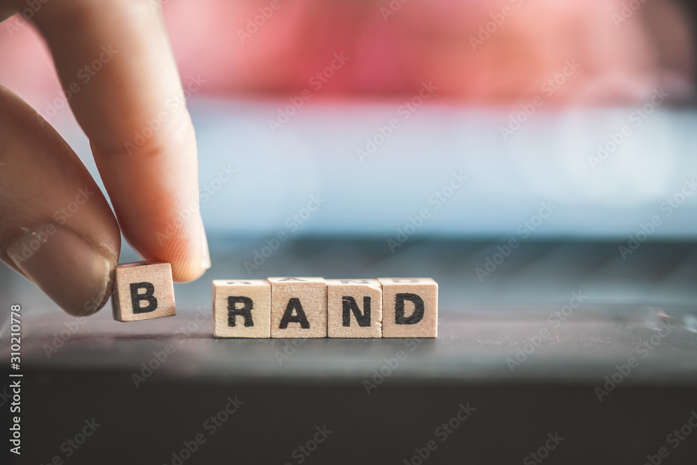 custom made wallpaper toronto digitalBusiness brand and identity concept: Close up picture of wooden cubes with the word “Brand”