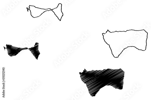 Manua District, American Samoa (Unincorporated and unorganized U.S. territory, United States of America) map vector illustration, scribble sketch Manu'a (Ta‘u, Ofu and Olosega island) map