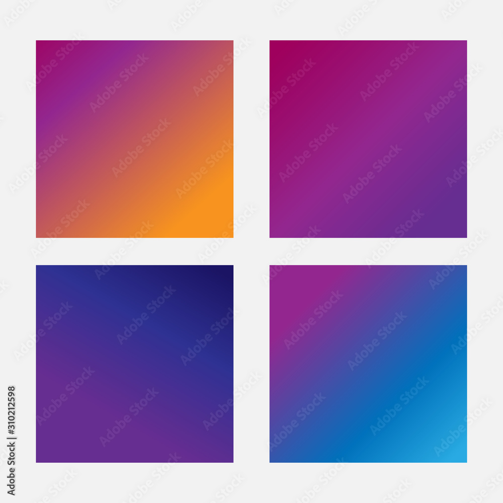 Creative trendy backgrounds for banners, posters, flyers, cards. Purple, orange, blue social media templates with place for text. Vector illustration