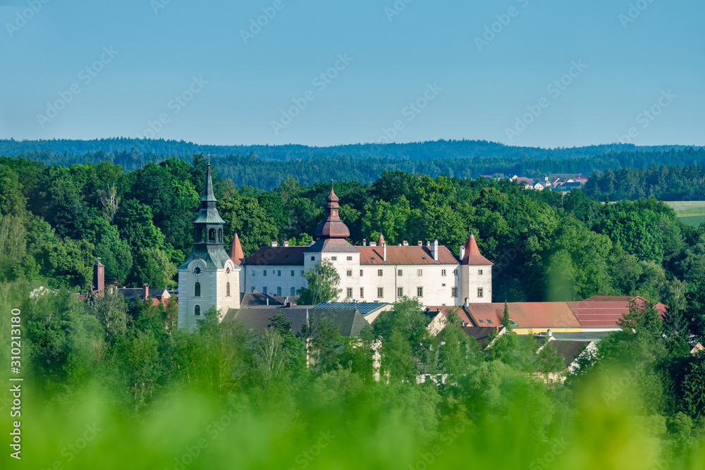 Renaissance Castle and Church of the village of Dobersberg in Lower Austria in summer. Renaissance Castle and Church of the village of Dobersberg in Lower Austria in summer.