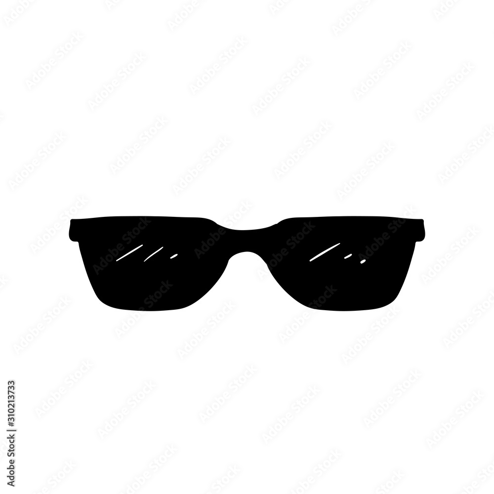 hand drawn black sun glasses illustration with doodle cartoon style vector  Stock Vector | Adobe Stock