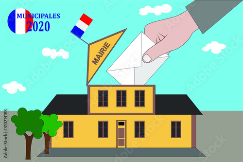 French municipal elections 2020. Illustration Text: Municipal election (in French)