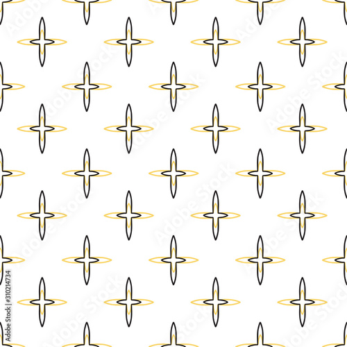 Crosses minimalist pattern in yellow and black colors.