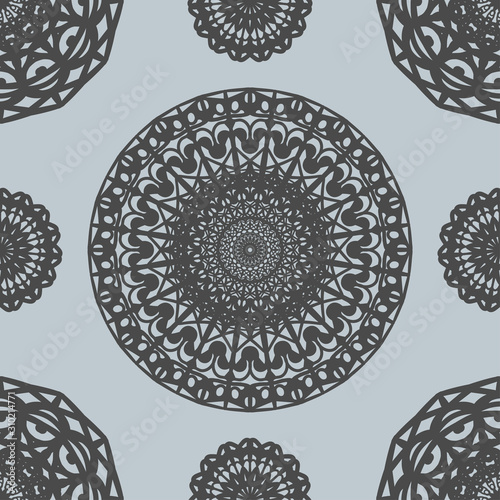 Seamless ethnic pattern with floral motives. Mandala stylized print template for fabric and paper. Boho chic design. Summer fashion.