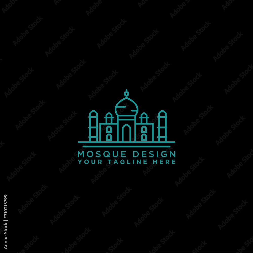 Creative illustration of the mosque in line style. Islamic Day Celebration. - Vector Creative illustration of the mosque in line style. Islamic Day Celebration. - Vector