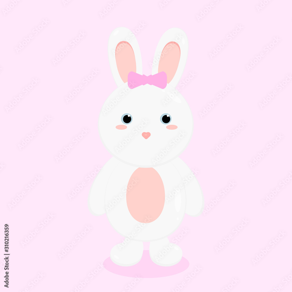 This is cute cartoon hare on white background. illustration in flat style. Easter bunny in white isolation. This is cute cartoon hare on white background. illustration in flat style. Easter bunny in white isolation.