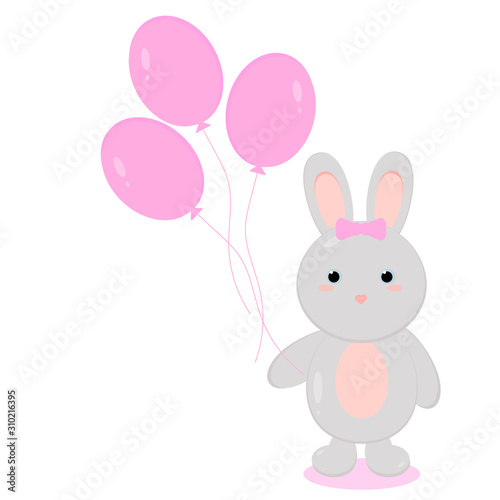 This is cute cartoon rabbit on white background. illustration in flat style. Easter bunny. Baby here.