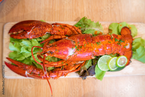 Lobster giant shrimp grilled serve in restaurant