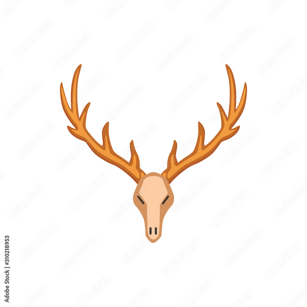 Deer vector horns, deer skull horny hunting trophy. deers animal horn.  Stock Vector | Adobe Stock