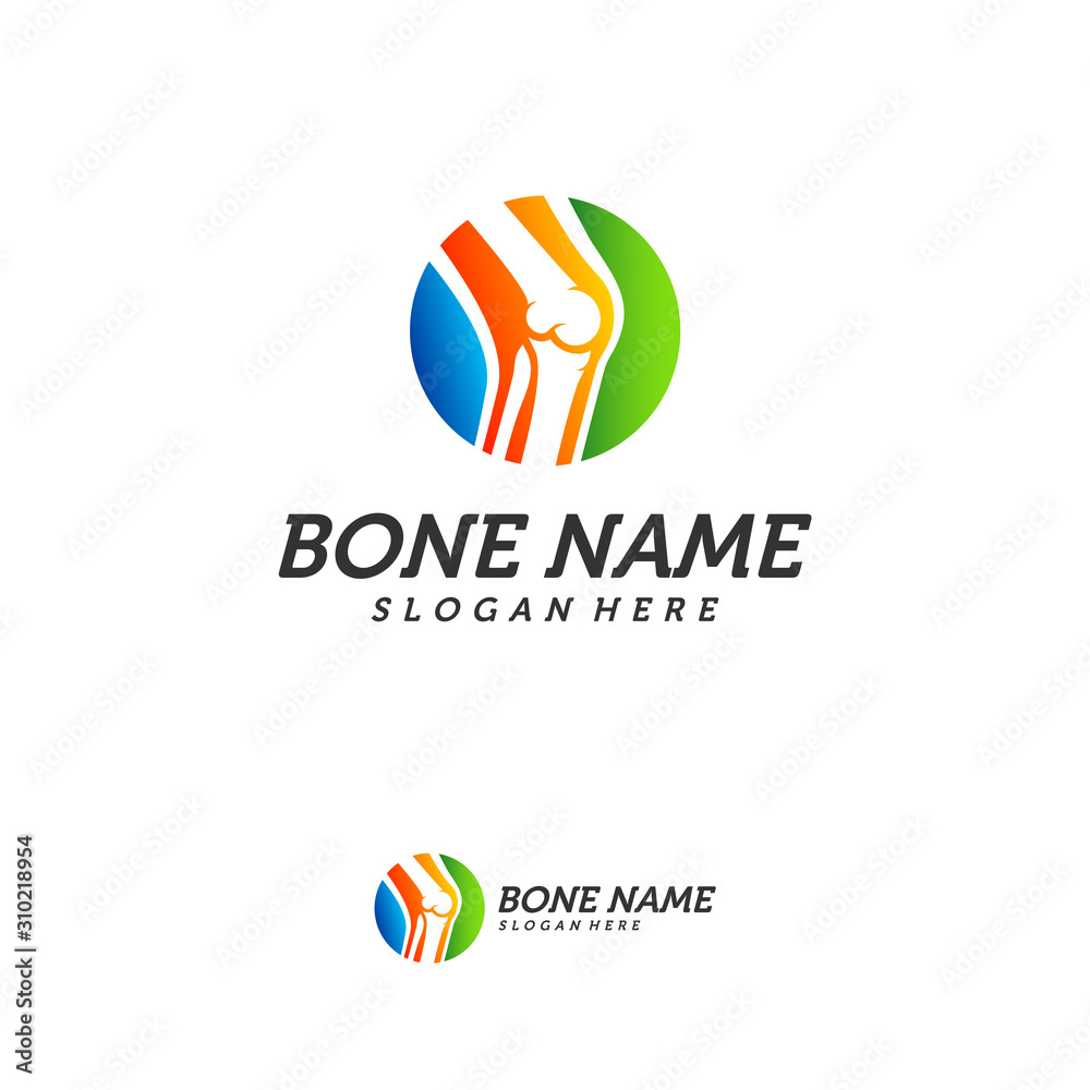Bone logo design concept vector template, Bone Treatment Icon Creative Symbol. Human leg Illustration