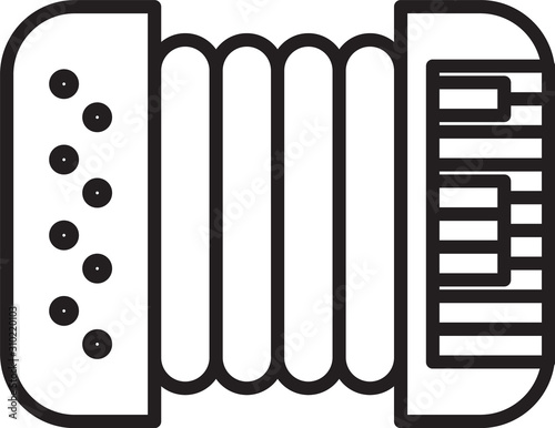Black line Musical instrument accordion icon isolated on white background. Classical bayan, harmonic. Vector Illustration
