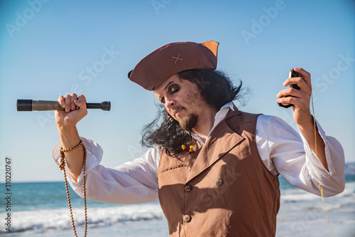 Canvastavla pirate man portrait at the sea