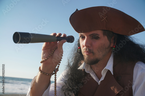 pirate man portrait at the sea photo
