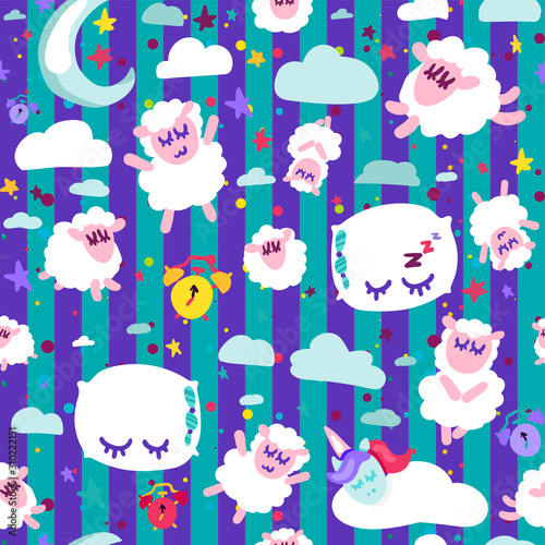 Bedtime, good night sleep vector seamless pattern