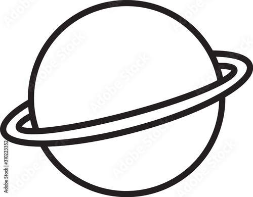 Black line Planet Saturn with planetary ring system icon isolated on white background. Vector Illustration