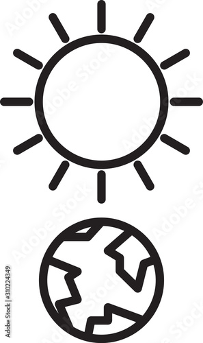 Black line Solstice icon isolated on white background. Vector Illustration