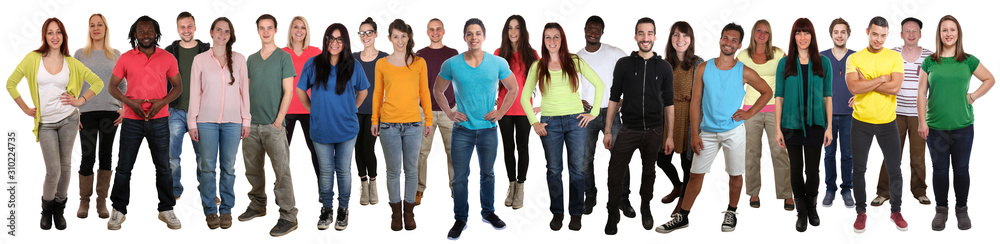 Multicultural large group of young people smiling happy multi ethnic full body standing Multicultural large group of young people smiling happy multi ethnic full body standing