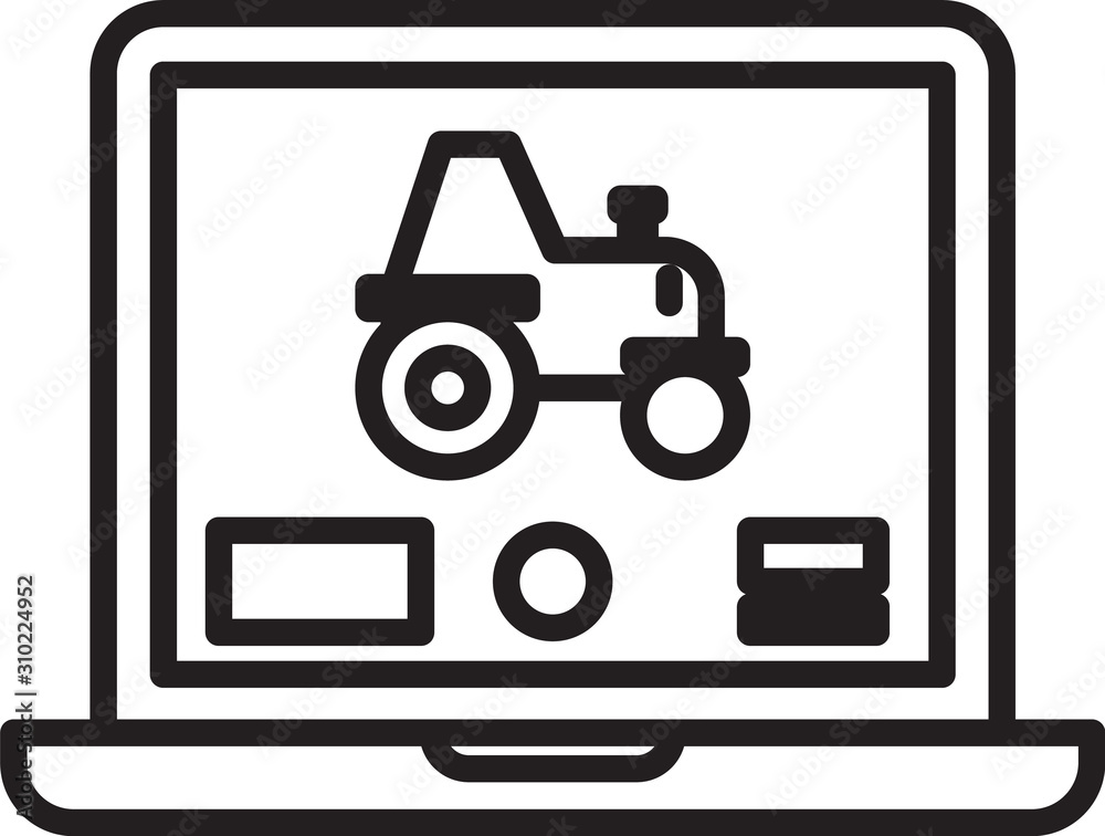 Black line Laptop application for control a autonomous tractor on a ...