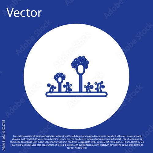 Blue line Mold icon isolated on blue background. White circle button. Vector Illustration