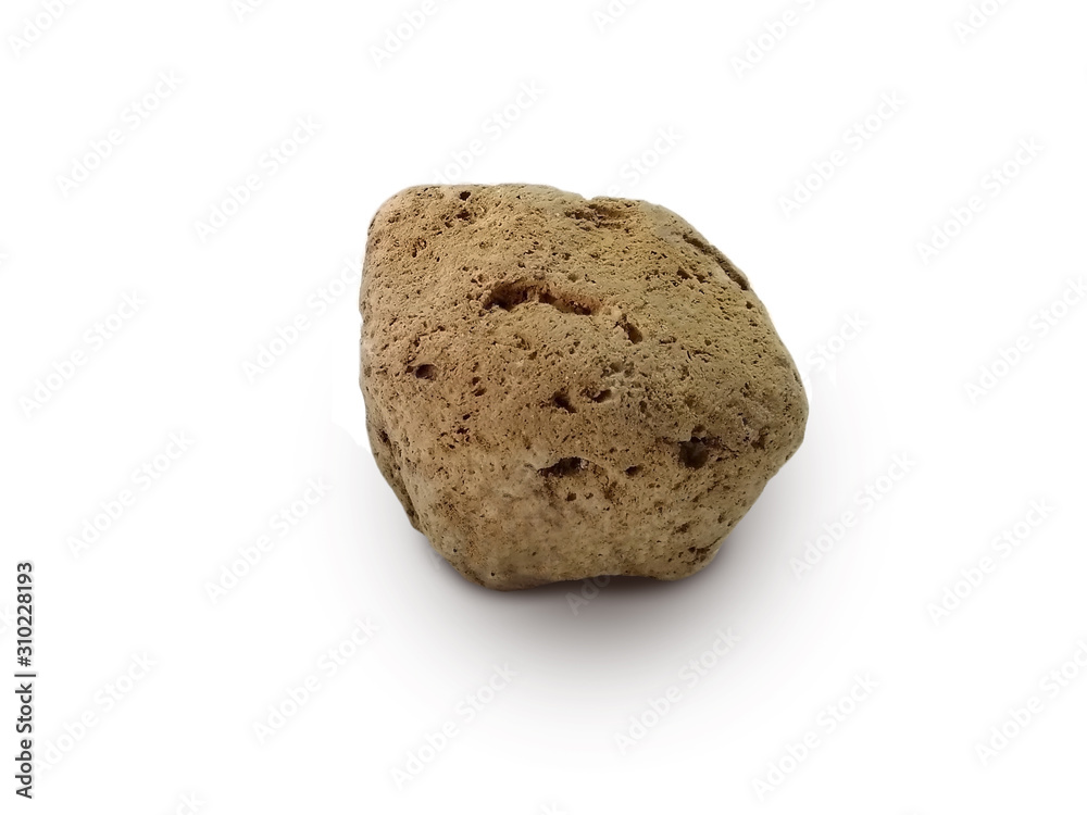 pumice rock isolated on white background. Pumice is an extrusive igneous rock with a vesicular texture and very low specific gravity. There is noise and grain caused by the texture of the stone. pumice rock isolated on white background. Pumice is an extrusive igneous rock with a vesicular texture and very low specific gravity. There is noise and grain caused by the texture of the stone.