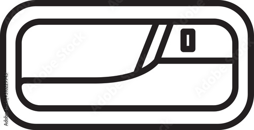 Black line Car door handle icon isolated on white background. Vector Illustration