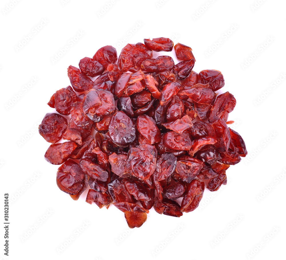 Dried cranberries isolated on white background Dried cranberries isolated on white background