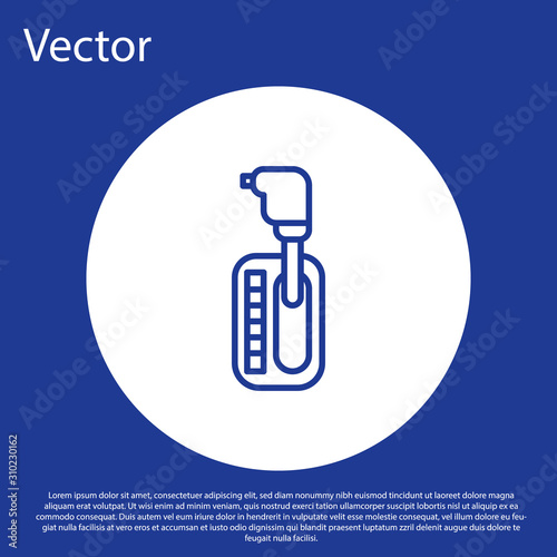 Blue line Gear shifter icon isolated on blue background. Transmission icon. White circle button. Vector Illustration