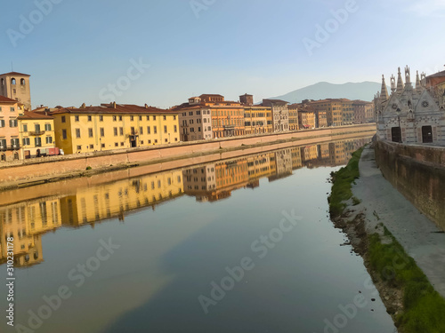Arno river embankment in Pisa