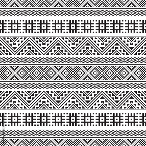 Tribal ethnic pattern in black and white color for background or frame