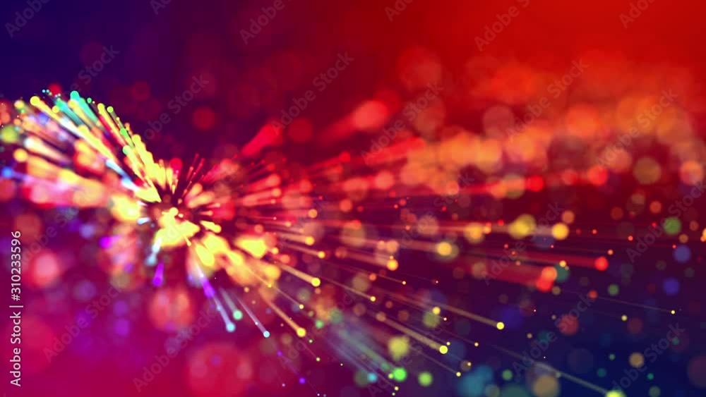 Multicolored light rays like laser show. 4k abstract background with ...