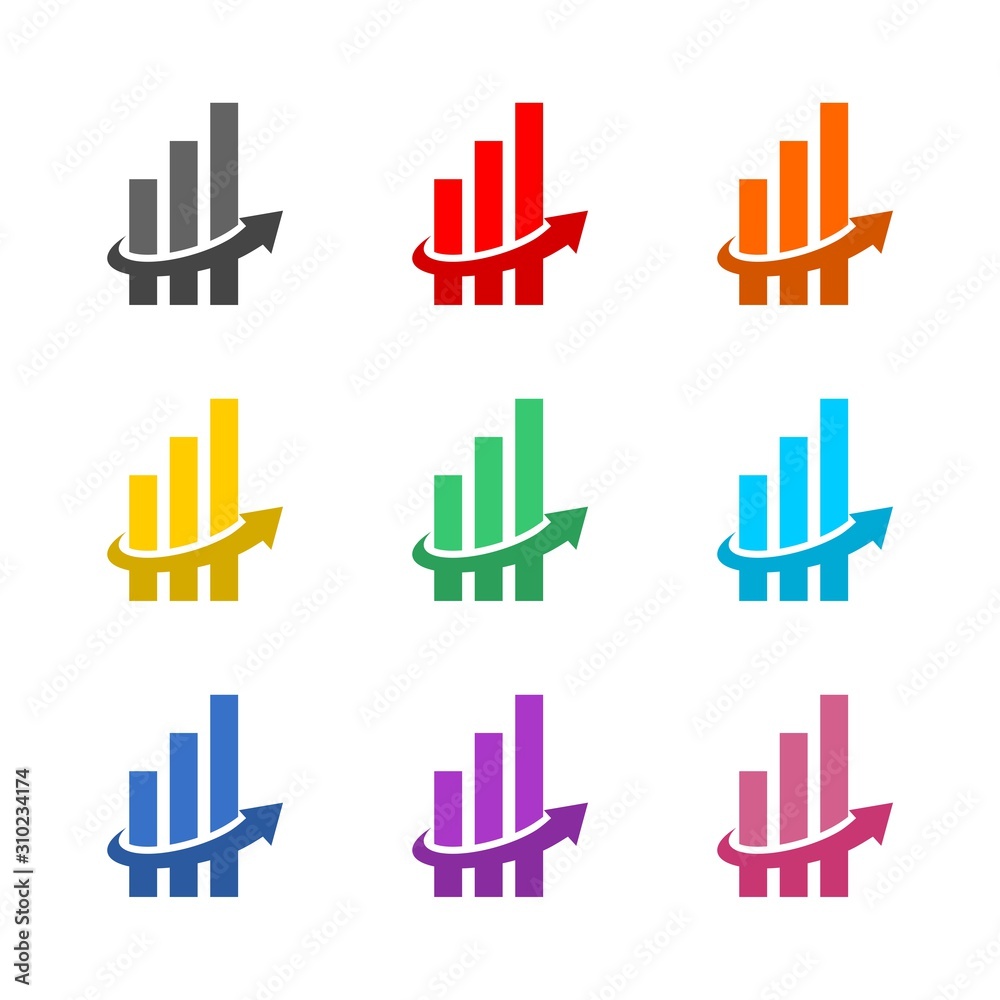 Growth color icon set isolated on white background Growth color icon set isolated on white background