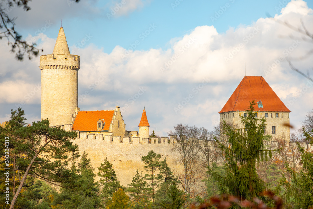 Medieval castle Kokorin in north Bohemia in autumn, Czech republic