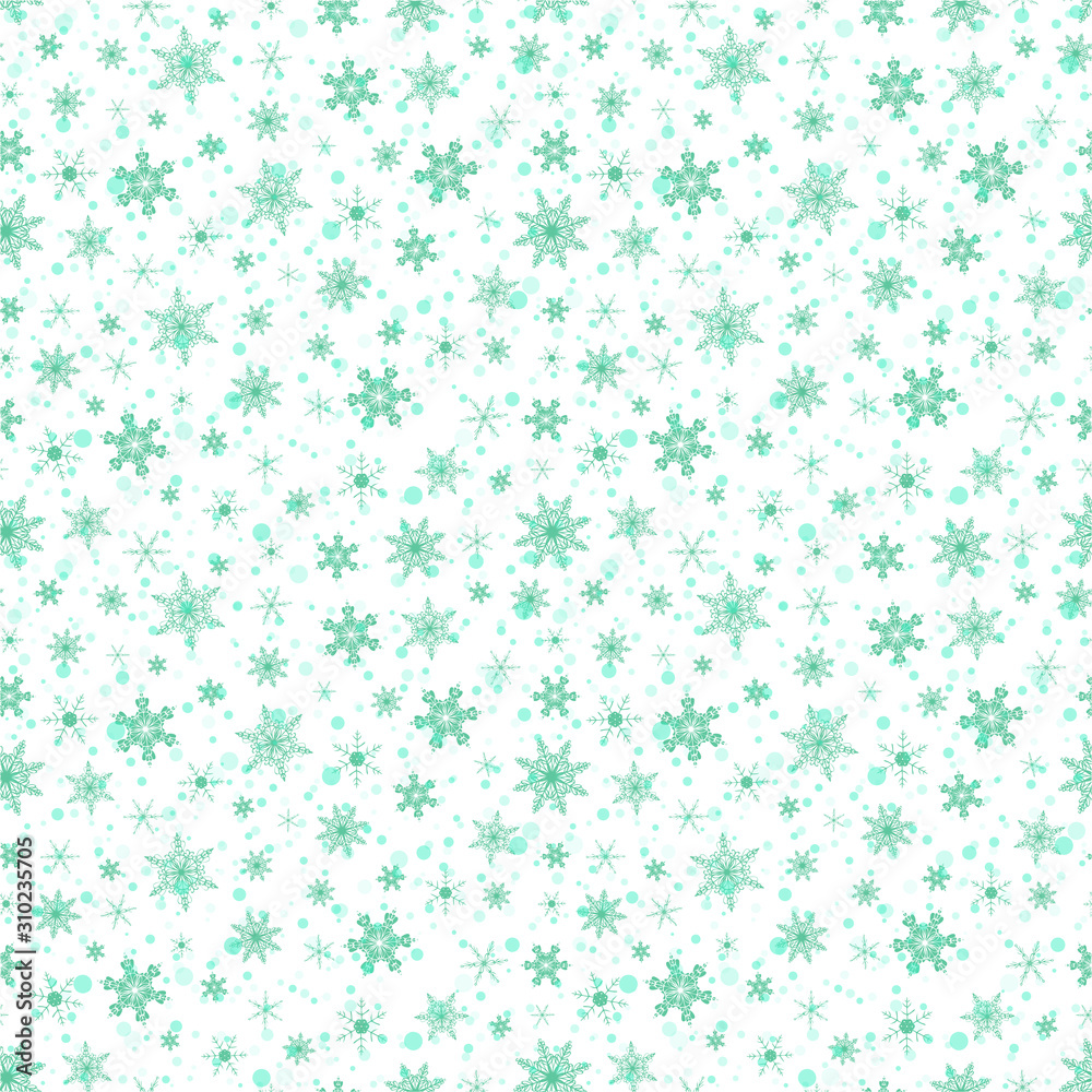 Seamless pattern with winter snowflakes