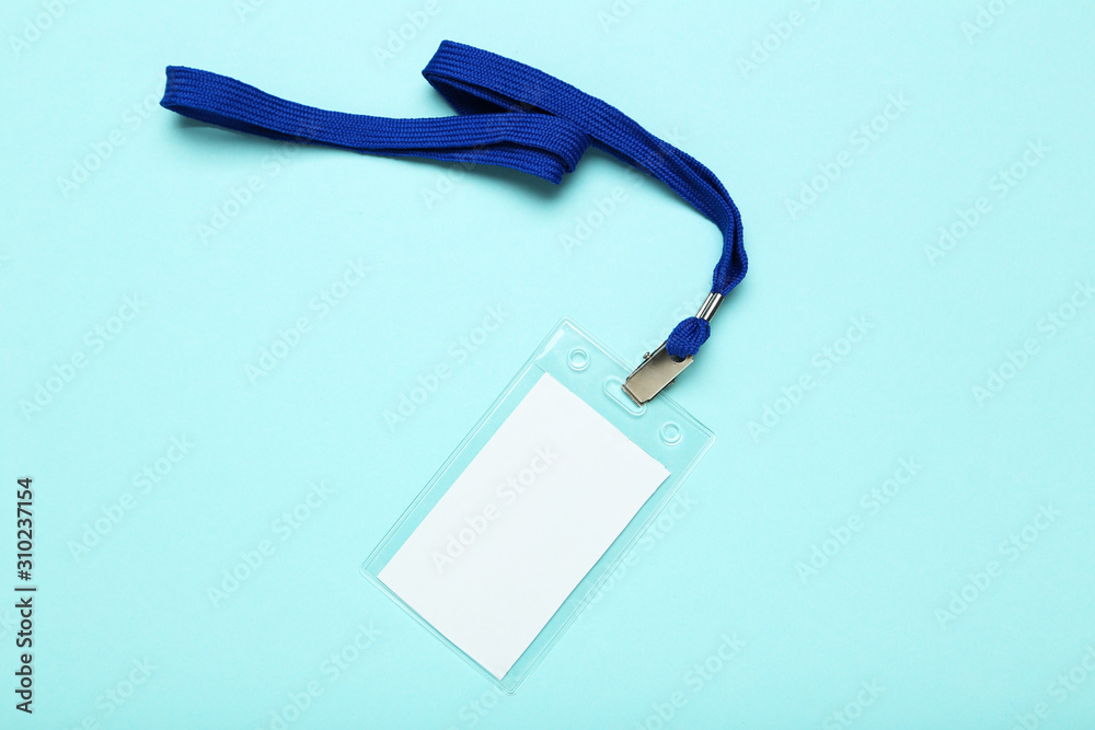 Blank white bagde on blue background Blank white bagde on blue background