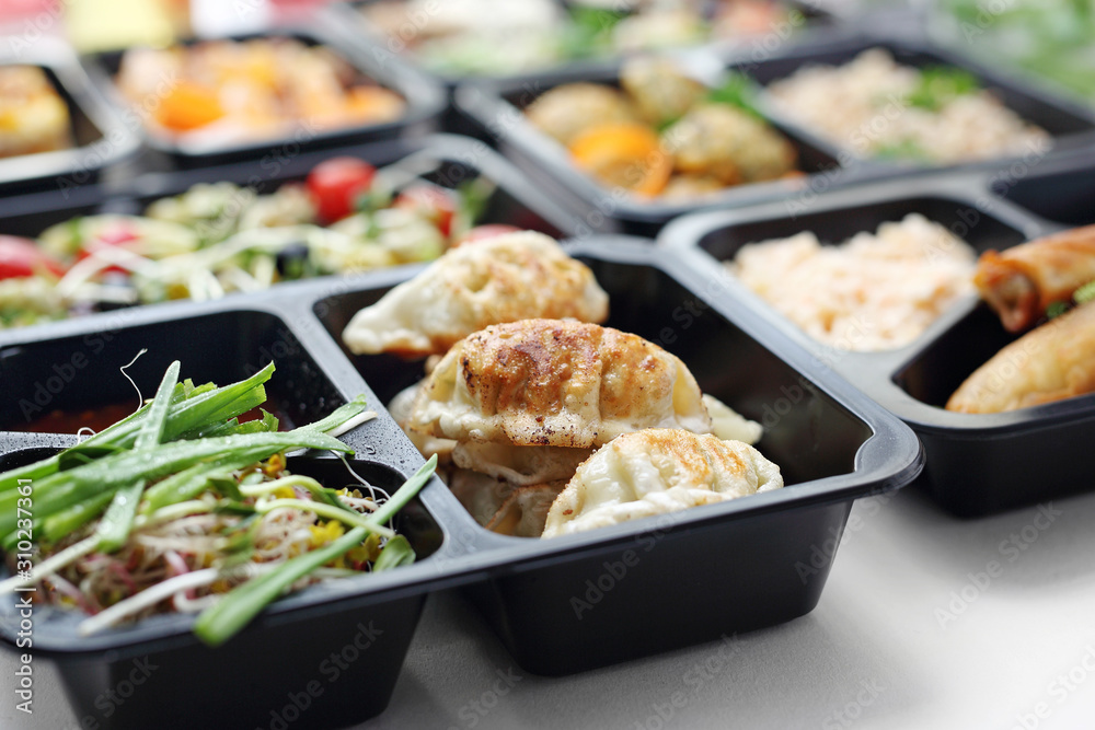 Meal prep. A meal in a box. A healthy box diet.