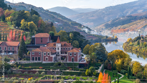 Elevated view of Six Senses Hotel, Douro River, Douro Valley, Portugal