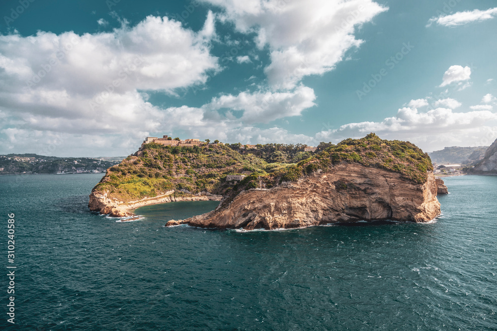 aerial view of Island of Nisida in the Naples gulf