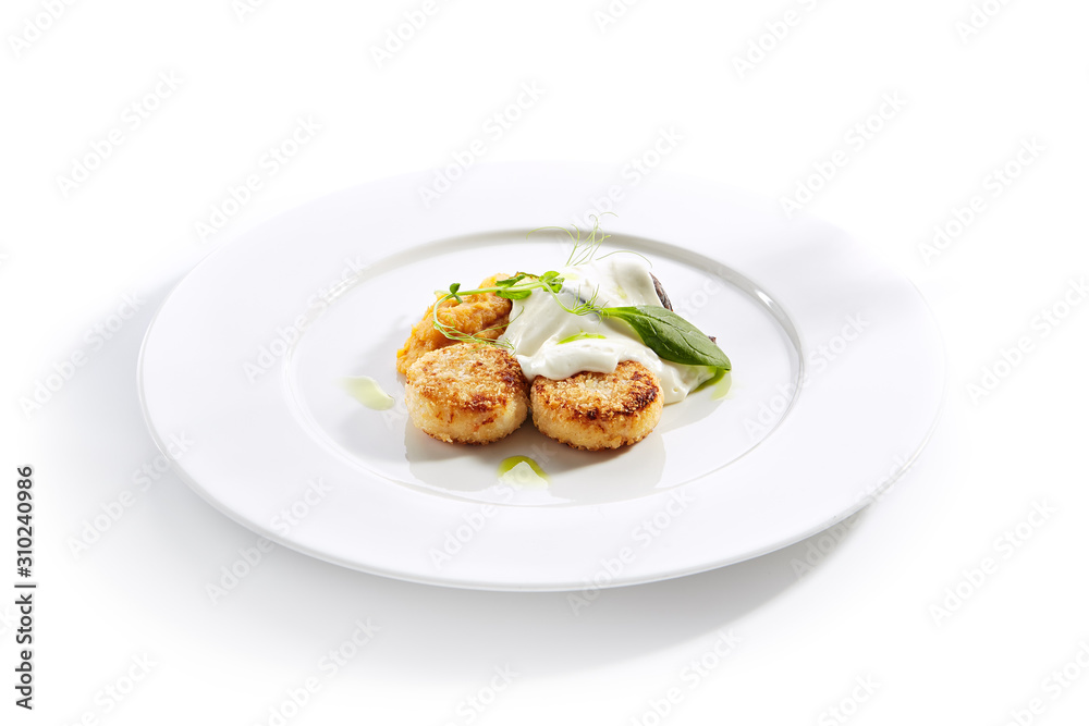 Halibut Cutlets or Fish Cakes with Cream Cheese Isolated Halibut Cutlets or Fish Cakes with Cream Cheese Isolated