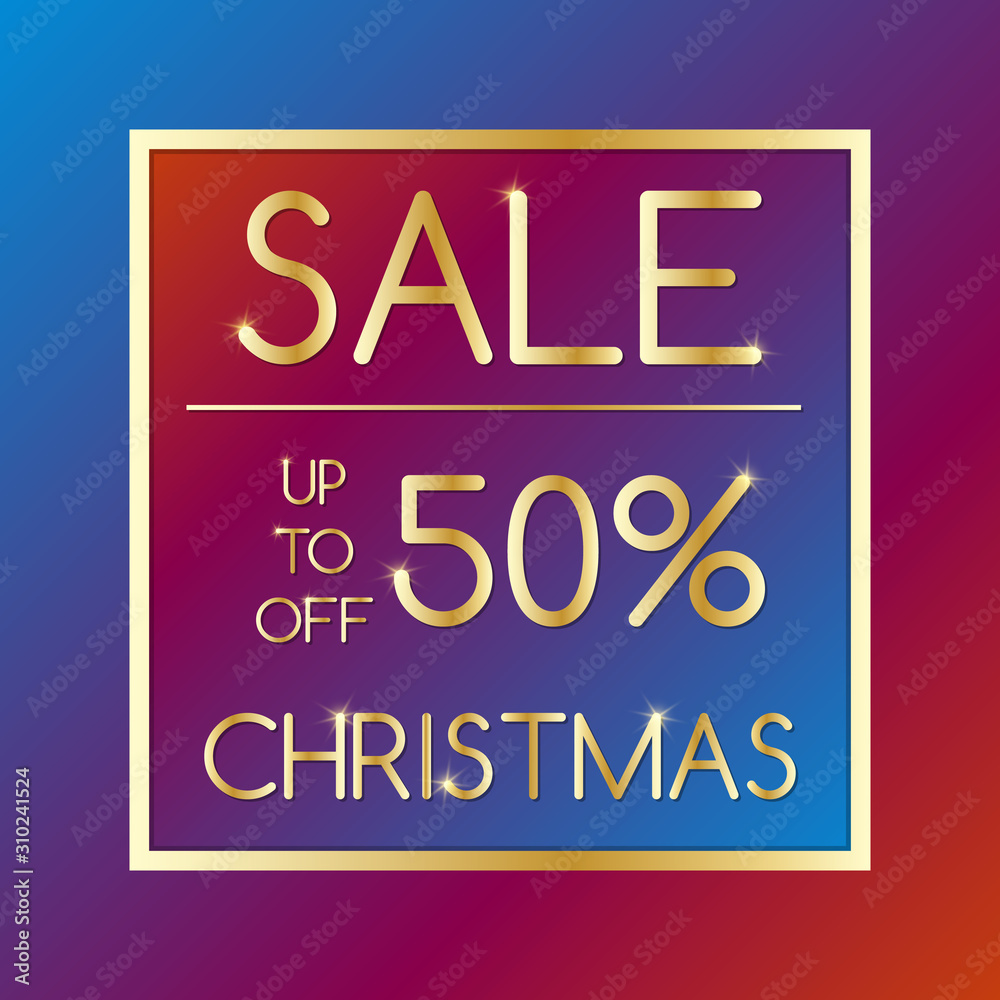 Vector banner christmas sale. Christmas discount banner on color gradient.