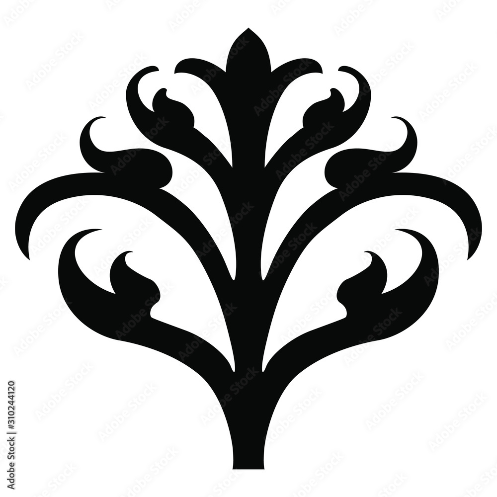 Symmetrical vintage decor with floral or heraldic motifs. Medieval