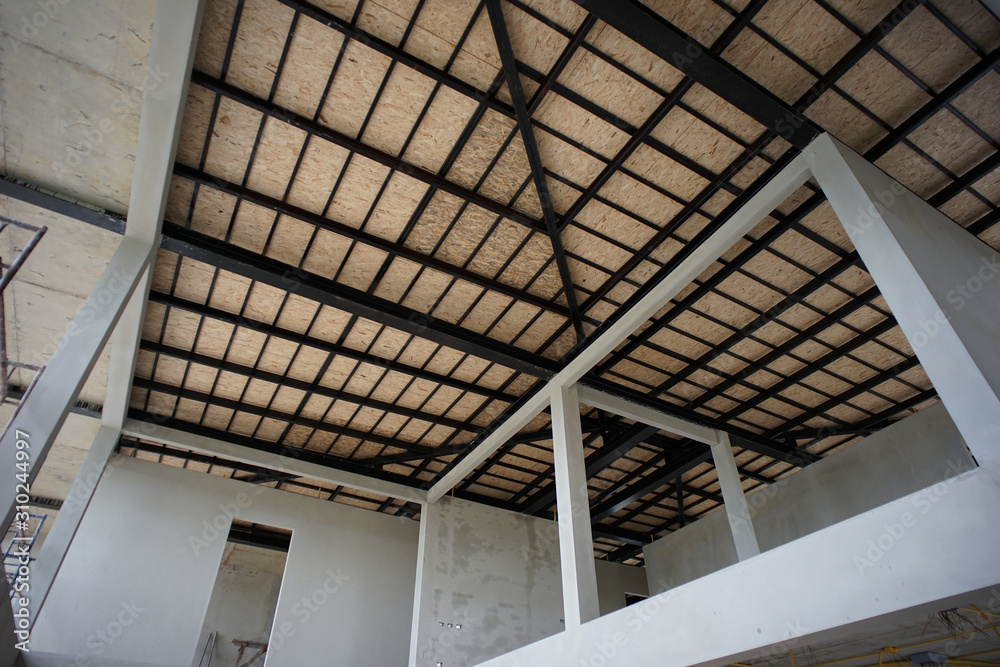 Perspective interior modern design of house under construction. Perspective interior modern design of house under construction.