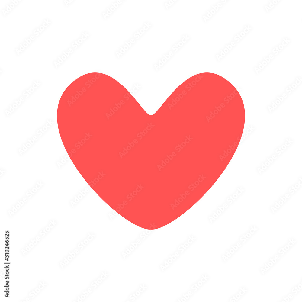 Heart vector icon. Vector cartoon flat love symbol isolated on the white background