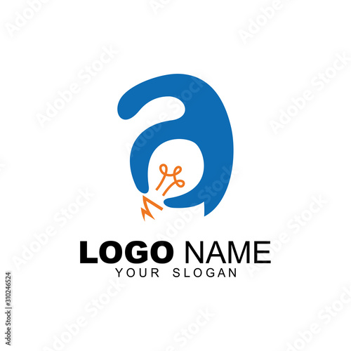 initial letter A logo with negative space bulb lamp