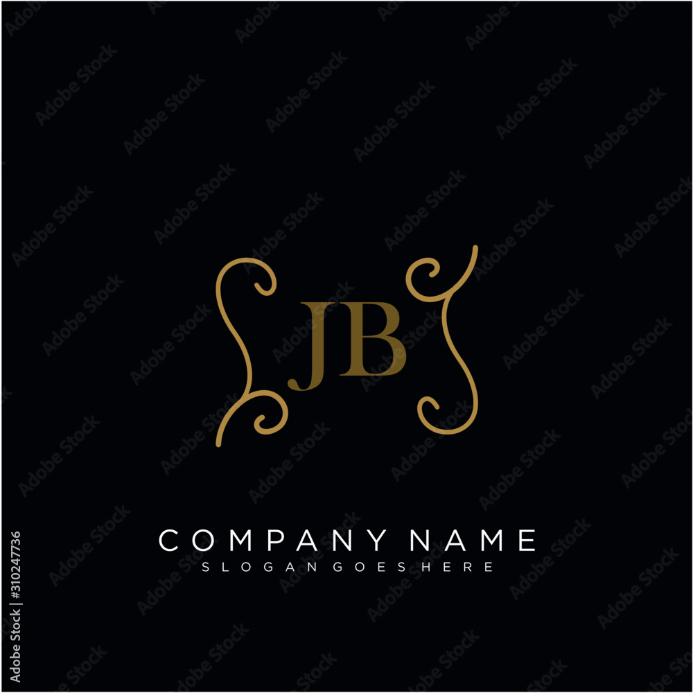 Initial letter JB logo luxury vector mark, gold color elegant classical Initial letter JB logo luxury vector mark, gold color elegant classical