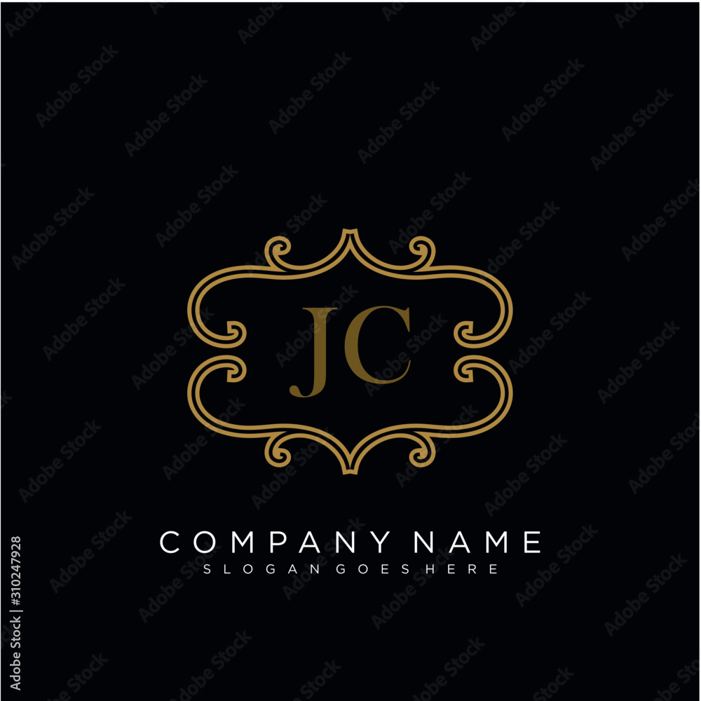 Initial letter JC logo luxury vector mark, gold color elegant classical Initial letter JC logo luxury vector mark, gold color elegant classical