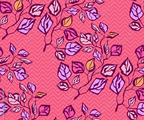 Seamless floral pattern with  sakura flowers and ornamental decorative background. Vector pattern. Print for textile  cloth  wallpaper  scrapbooking