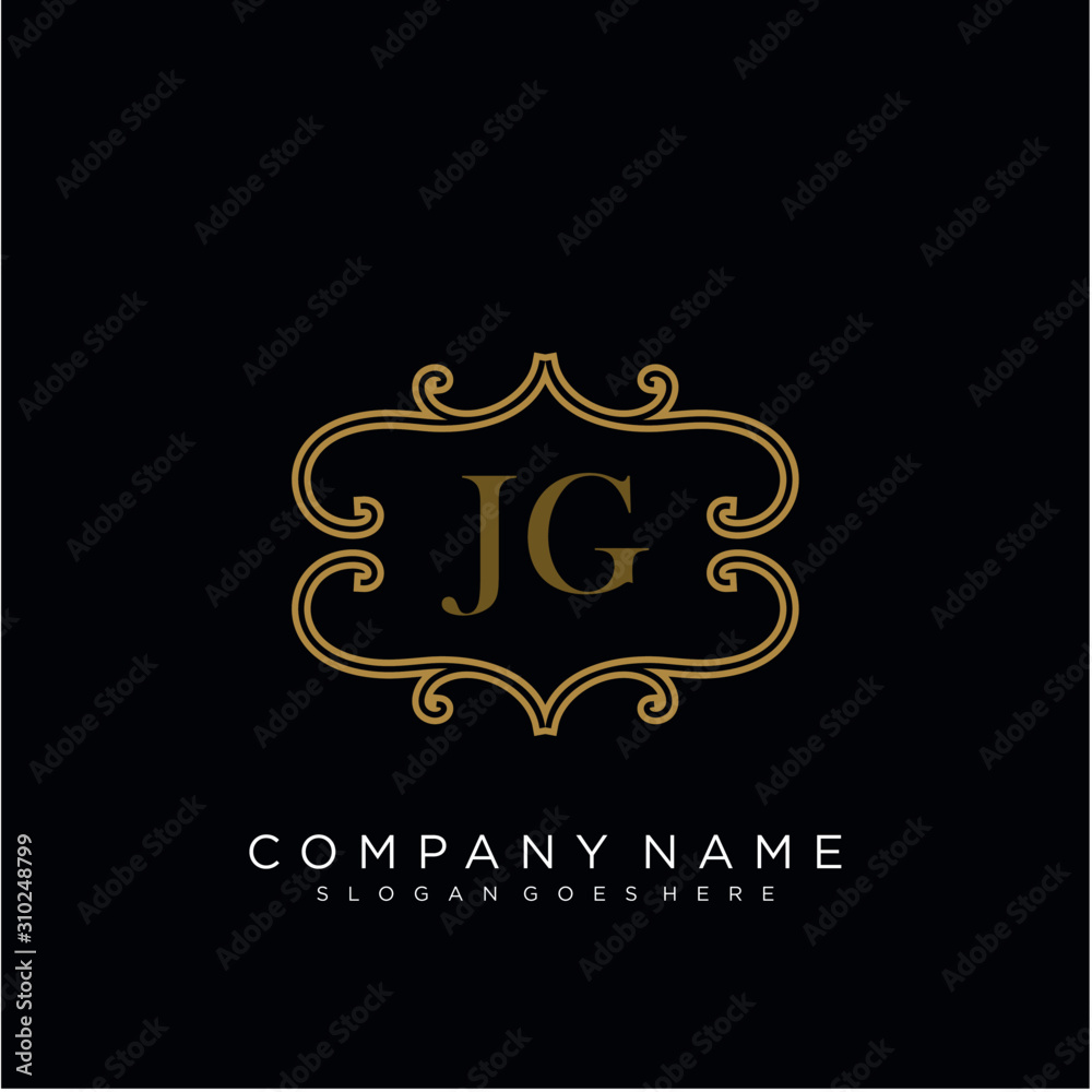 Initial letter JG logo luxury vector mark, gold color elegant classical Initial letter JG logo luxury vector mark, gold color elegant classical