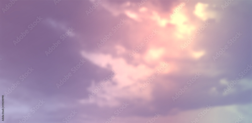 Contemporary Abstract Gradient Sky Background. Vivid Colored Realistic Vector Clouds