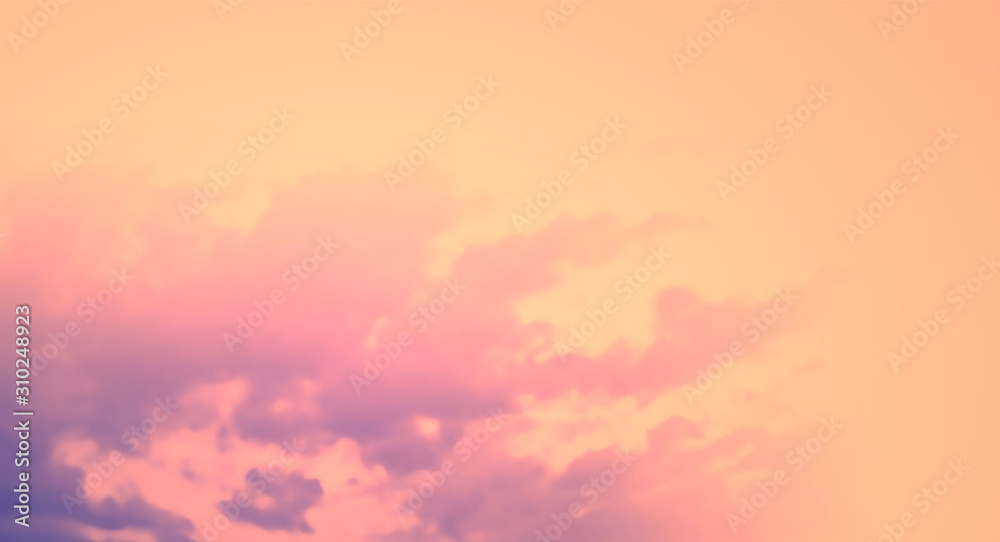 Contemporary Abstract Gradient Sky Background. Vivid Colored Realistic Vector Clouds